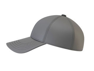 Gray baseball cap mock up, blank hat template isolated on white background 3d rendering