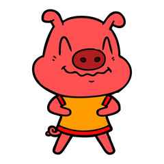 nervous cartoon pig