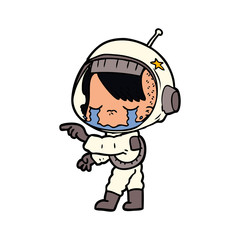 cartoon crying astronaut girl