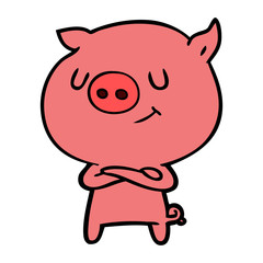 happy cartoon pig