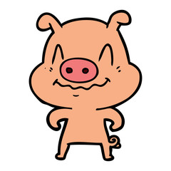 Obraz premium nervous cartoon pig