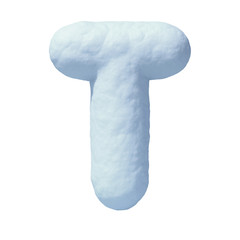 Snow font 3d rendering letter T