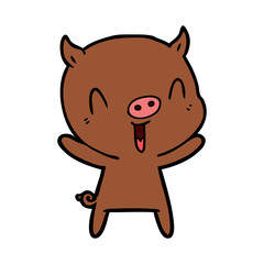 happy cartoon pig