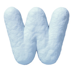 Snow font 3d rendering letter W