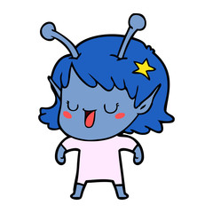 happy alien girl cartoon