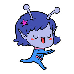 happy alien girl cartoon