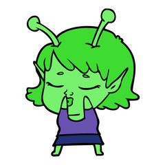 cute alien girl cartoon