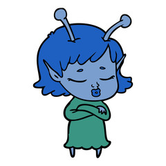 cute alien girl cartoon