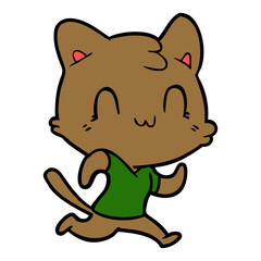 cartoon happy cat running
