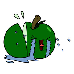 cartoon apple crying