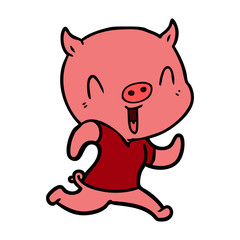 happy cartoon pig