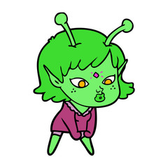 pretty cartoon alien girl