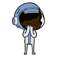 cartoon pretty astronaut girl