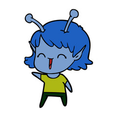 cartoon alien girl laughing