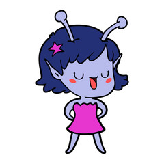 happy alien girl cartoon
