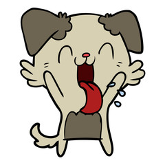 cartoon panting dog waving