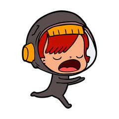 cartoon astronaut woman running