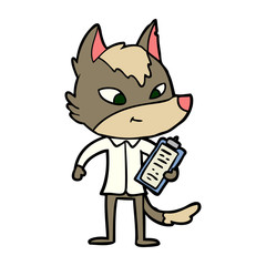 friendly cartoon wolf manager