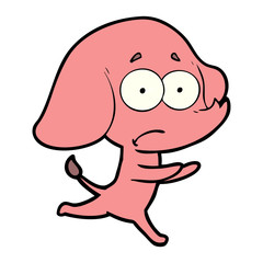 Obraz premium cartoon unsure elephant running away