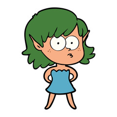 cartoon elf girl in dress