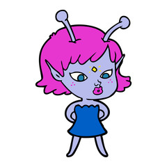 pretty cartoon alien girl