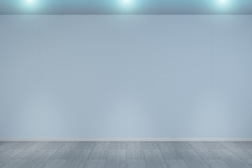 Empty wall in museum with lights 3D rendering
