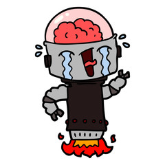 cartoon crying robot flying