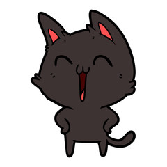 happy cartoon cat meowing