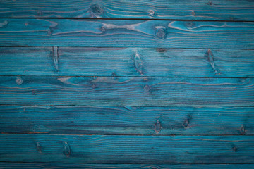 Wooden texture blue background. Top view. Copy space.