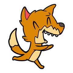 laughing fox running away