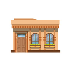 Cafe shop or restaurant facade, front view of store vector Illustration