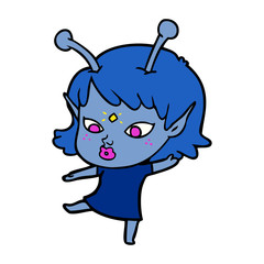 pretty cartoon alien girl