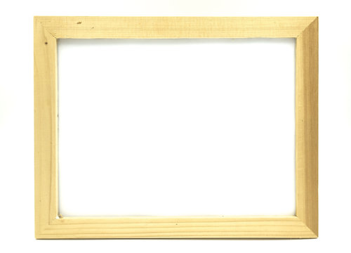 empty Wooden frame on white  background of file with Clipping Path . Space for text and images.