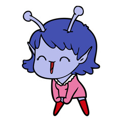 cartoon alien girl laughing