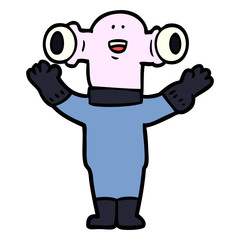 friendly cartoon alien waving
