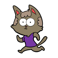 Obraz na płótnie Canvas happy cartoon cat jogging