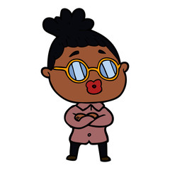 cartoon woman wearing spectacles