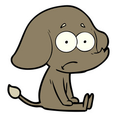 cartoon unsure elephant sat on floor