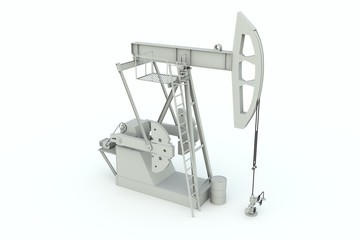 Oil field pumping unit white background 3D illustration