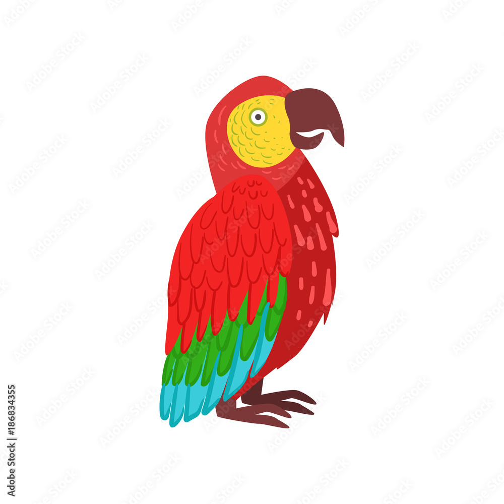 Sticker Red macaw parrot vector Illustration