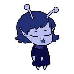 cute alien girl cartoon