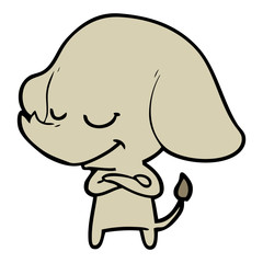 cartoon smiling elephant with crossed arms