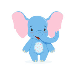 Cute baby elephant, funny jungle animal character vector Illustration