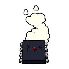 cartoon overheating computer chip