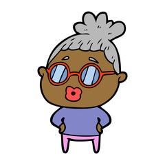 cartoon librarian woman wearing spectacles