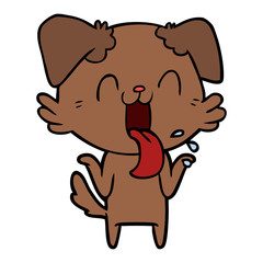 cartoon panting dog shrugging shoulders