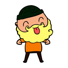 man with beard sticking out tongue