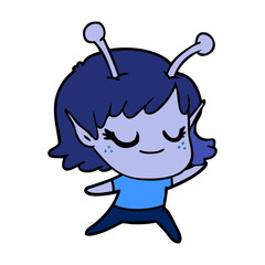 smiling alien girl cartoon
