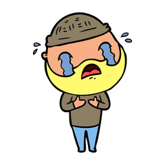 cartoon bearded man crying