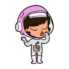 cartoon pretty astronaut girl